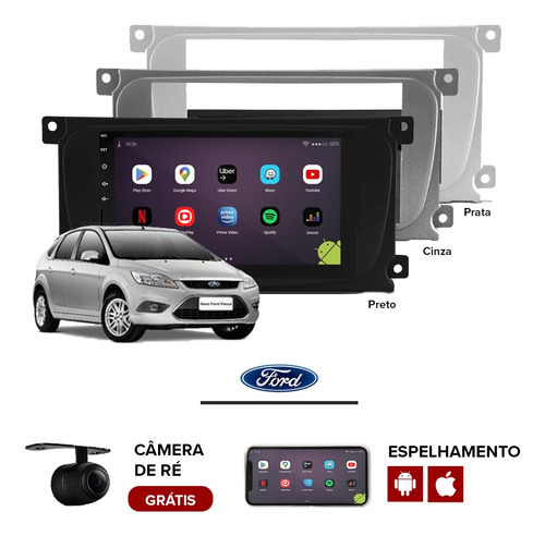 Central Multimídia Android Ford Focus Moldura Original