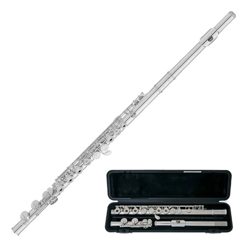 Flauta Transversal Yamaha Yfl-222 Soprano C/ Case Cor Prata