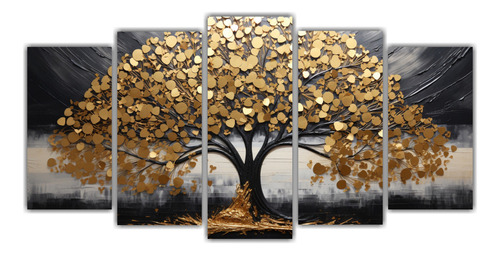 200x100cm Cuadro Árbol Negro Y Oro - Decocuadros Flores