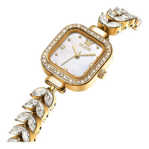 Reloj Olevs 9987 De Cuarzo Inoxidable Cuadrado Con Diamantes