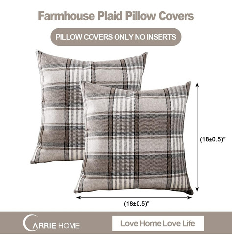 Carrie Home Brown Papely Pillow Covers 18x18 De 2 Almohadas