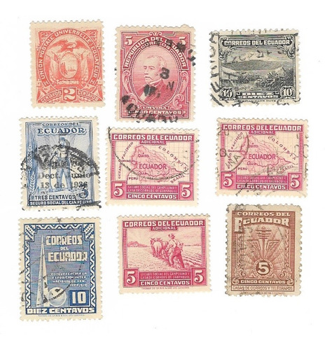 Lt1375. Lote De 8 Estampillas Antiguas De Ecuador. 1887-1940