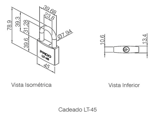 Kit 10 Cadeado Pado 45mm Lt Mesmo Segredo Resistente E Chave