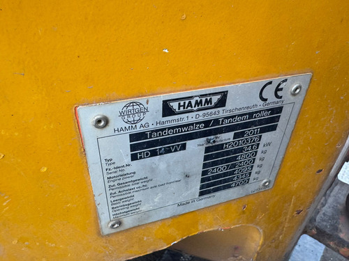 Vibrocompactador Hombre A Bordo Hamm Hd14 Vv Año 2011