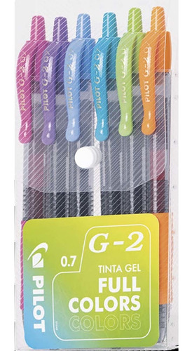 Set Pilot 6 Lapices Tinta Gel G-2 Full Colors Punta 0,7