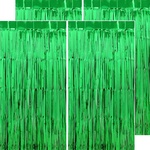 Telón De Fondo Verde Con Flecos Para Fiestas