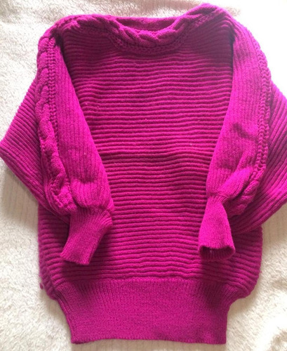 Sweater Pullover Lana Tejido Artesanal Abrigado Mujer Usado 