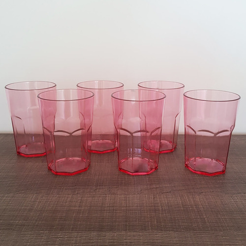 Conjunto 6 Copos Jogo De Copos Para Suco Água 400ml Rosa Qua