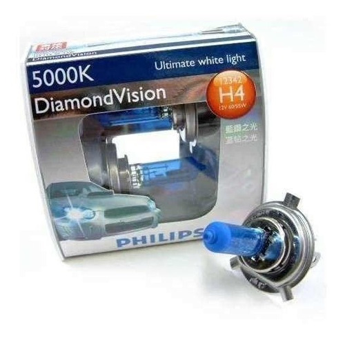 Lampada Diamond Vision Phillips H4 5000k Efeito Xenon Hid