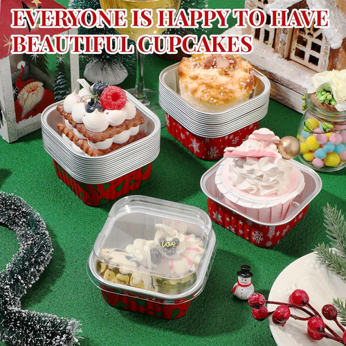 Recipiente Navideño De Aluminio Para Cupcakes, 100 Unidades,