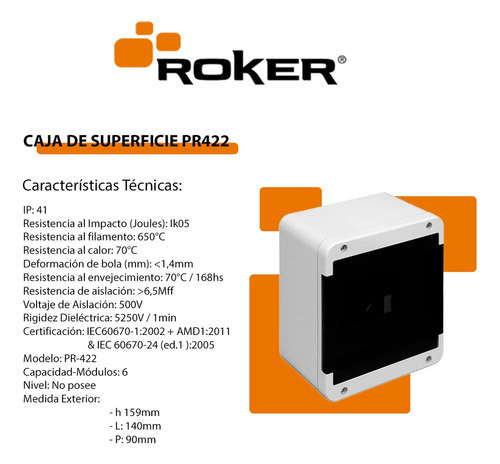 Caja 18 Modulos 250x185x96mm Pta Gr Ip40 Roke Erm