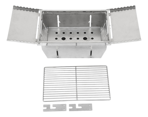 Estufa De Leña Para Acampar De Acero Inoxidable, Mini Rectan