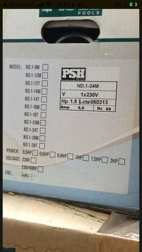 Imagen 3 de 3 de Bomba Piscina Psh Modelo Nd-1