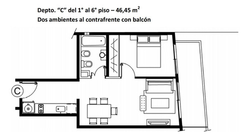 Venta Departamento 2 Amb Con Balcon + Pozo Almagro