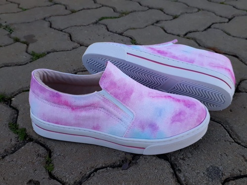 Imagem 4 de 6 de Tênis Slip On Iate Feminino Casual Flatform Tie Dye Moda