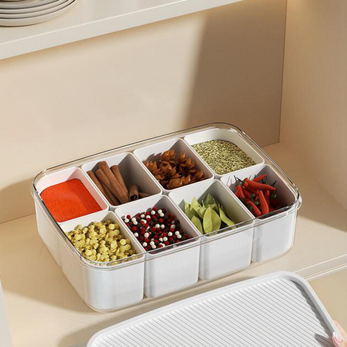 Caja De Condimentos Para Especias De Cocina Con Tapa, Botes