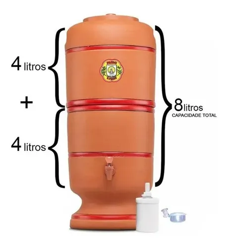 Filtro De Barro São Pedro 8 Litros + Boia + Vela Tripla Ação