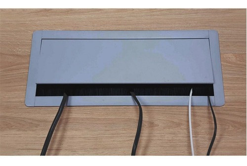 Imagen 7 de 10 de Pasacable Escritorio Rectangular Brz Aluminio 30x13cm Acero