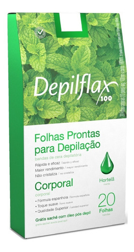 240 Folhas Pronta Corporal Depilflax Morango Hortelã Natural