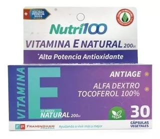 Nutri100 Vitamina E Natural 200ui Alta Potencia Antioxidante Sabor N/A