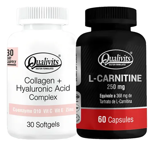 Colageno + Ácido Hialurónico + L Carnitina 60 Qualivits Sabor Natural