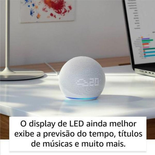 Echo Dot 5 Geração Com Relógio Azul - Som E Controle Por Voz