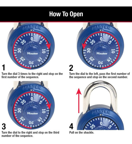 Candado De Combinación, Master Lock 1530dcm, Azul
