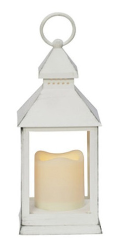 Lanterna Led Decorativa Branca Envelhecida 24x10x10cm