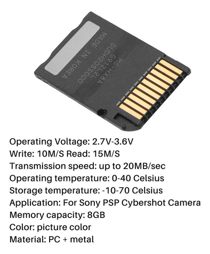 - Tarjeta Flash Memory Stick Ms Pro Duo De 8 Gb Para