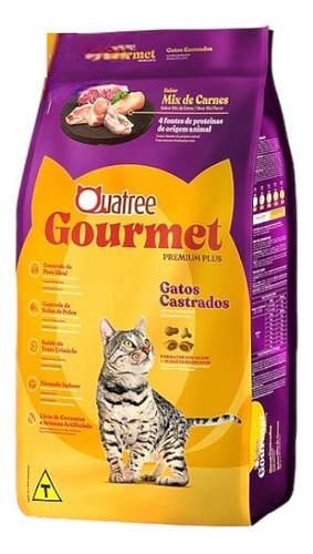 Ração Quatree Gourmet gatos castrados mix de carnes 10.1kg