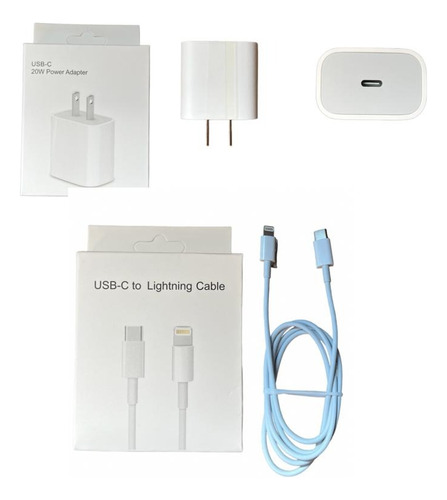 Cargador Usb 20w + Cable Tipo C A Lightning Para iPhone