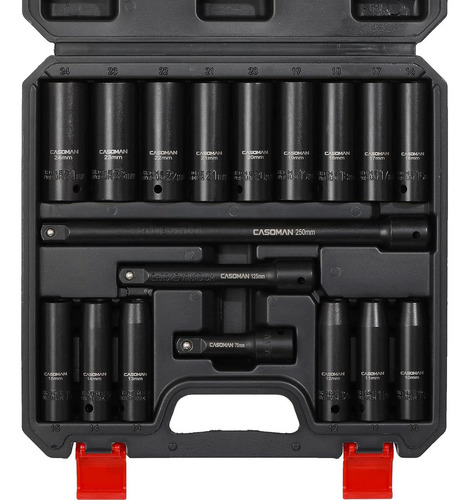 Juego De Llaves De Impacto Casoman 18pcs 1/2 Métrico