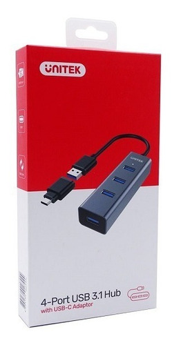 Hub 4 Puertos Usb 3.0 Con Adaptador Usb 3.1 Hasta 5 Gbps