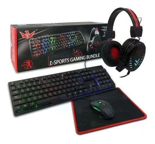 Kit Gamer Teclado + Mouse + Audifono Con Luces / Pad Mouse 