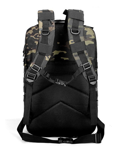 Mochila Tática Impermeável 50 Litros Cor Preto Black Patch Desenho Do Tecido Escura V Camuflada