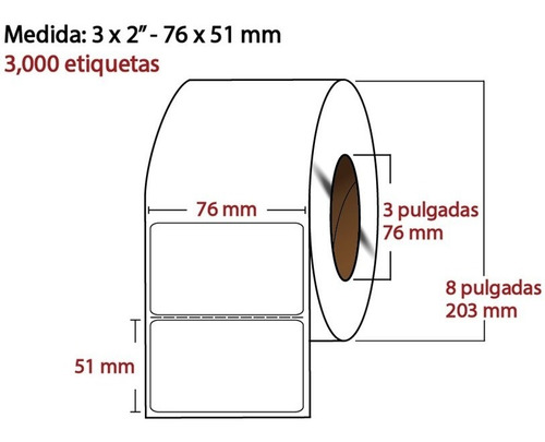 Imagen 5 de 7 de Etiqueta 3x2 (76x51 Mm) Transferencia / Rollo 3000 Pza / C3