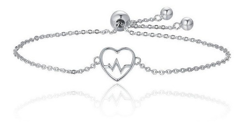 Pulsera Mujer Signos Vitales Corazon Regalo En Plata 925