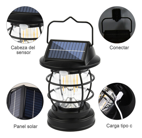 Goodea Lámpara De Pared Solar Para Faroles Exterior Con Sensor 2pcs Estructura Negro