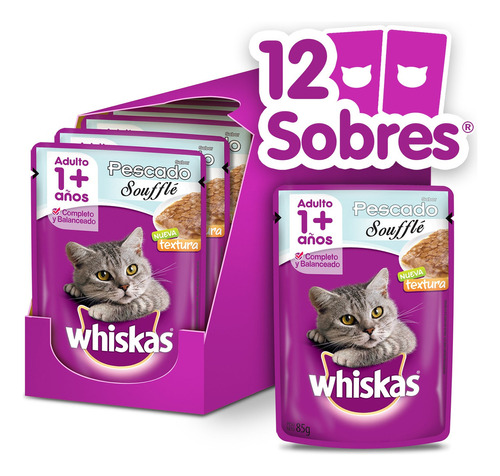 Whiskas Alimento Húmedo En Sobre Gato Pescado Soufflé 12 Un