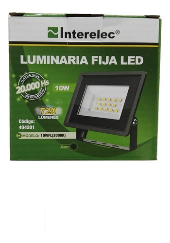 Imagen 2 de 3 de Reflector Proyector Led 10w Interelec Ip65 L Calida Exterior