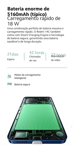 Xiaomi Redimi 14c 256gb 8gb Ram Versão Global Lancamento Azul
