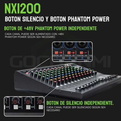 Mezcladora Gc Nx1200 Audio Consola 12 Canales 99dsp Mixer Dj