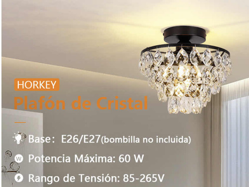 Lámpara Candelabro Techo Colgante Cristal E26 E27 Hermosa