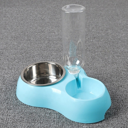 Comedero Doble Bebedero Con Botella Plato Para Perros Gatos