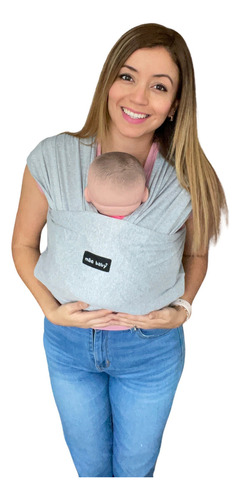 Rebozo Fular Elástico Bebé Feliz Portabebe Ergonomico Color Gris con Gorrito para bebé Set Fular elástico Talla UNITALLA