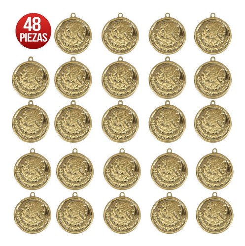 Imagen 1 de 3 de Escudo Nacional Mexicano Plástico 3d Oro Ch 9cm Mylin 48pz