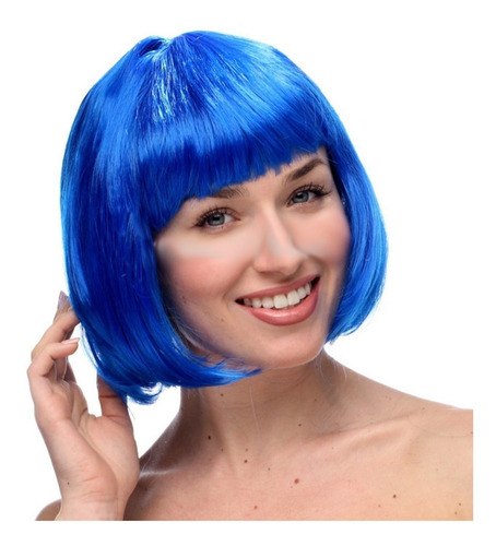 ! Peluca Corta Fantasía Color Halloween Cabello Sintético !