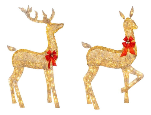 Adorno Navideño De Venado Iluminado De 2 Piezas Que Se 1