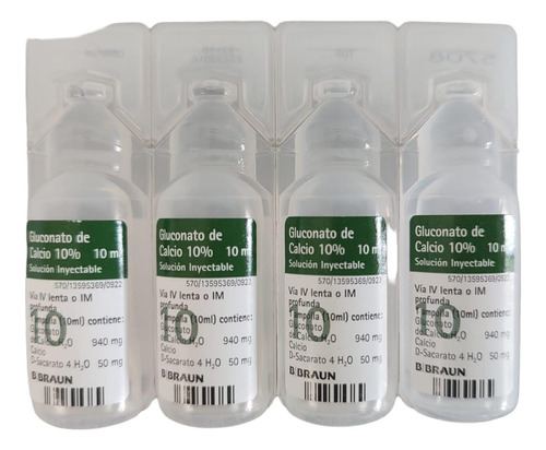 Gluconato De Calcio 10 %  20 Ampollas X 10ml