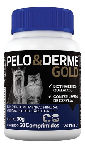 Pelo E Derme Gold Suplemento Vitamínico Mineral 30 Comp cada
